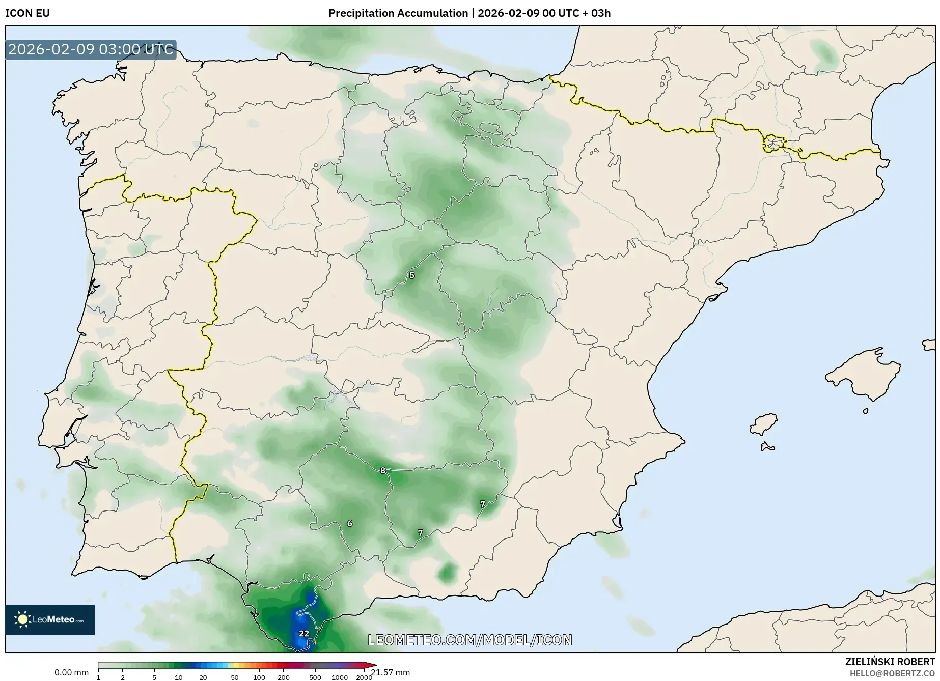 ICON model - Sepanyol, Pengumpulan Hujan