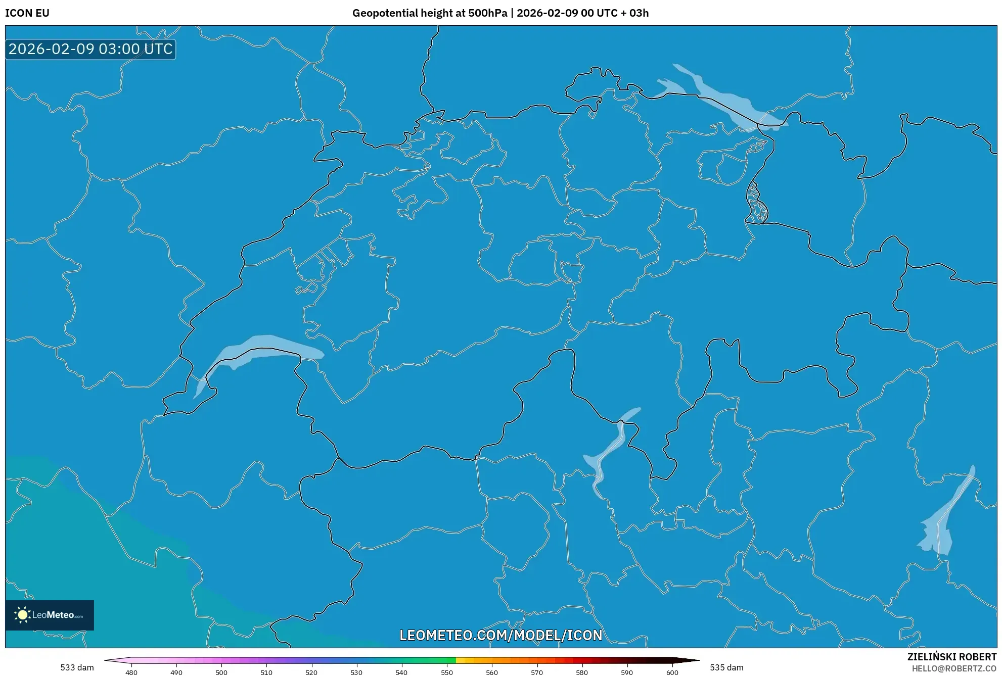 ICON model - Switzerland, Ketinggian geopotensial pada 500 hPa