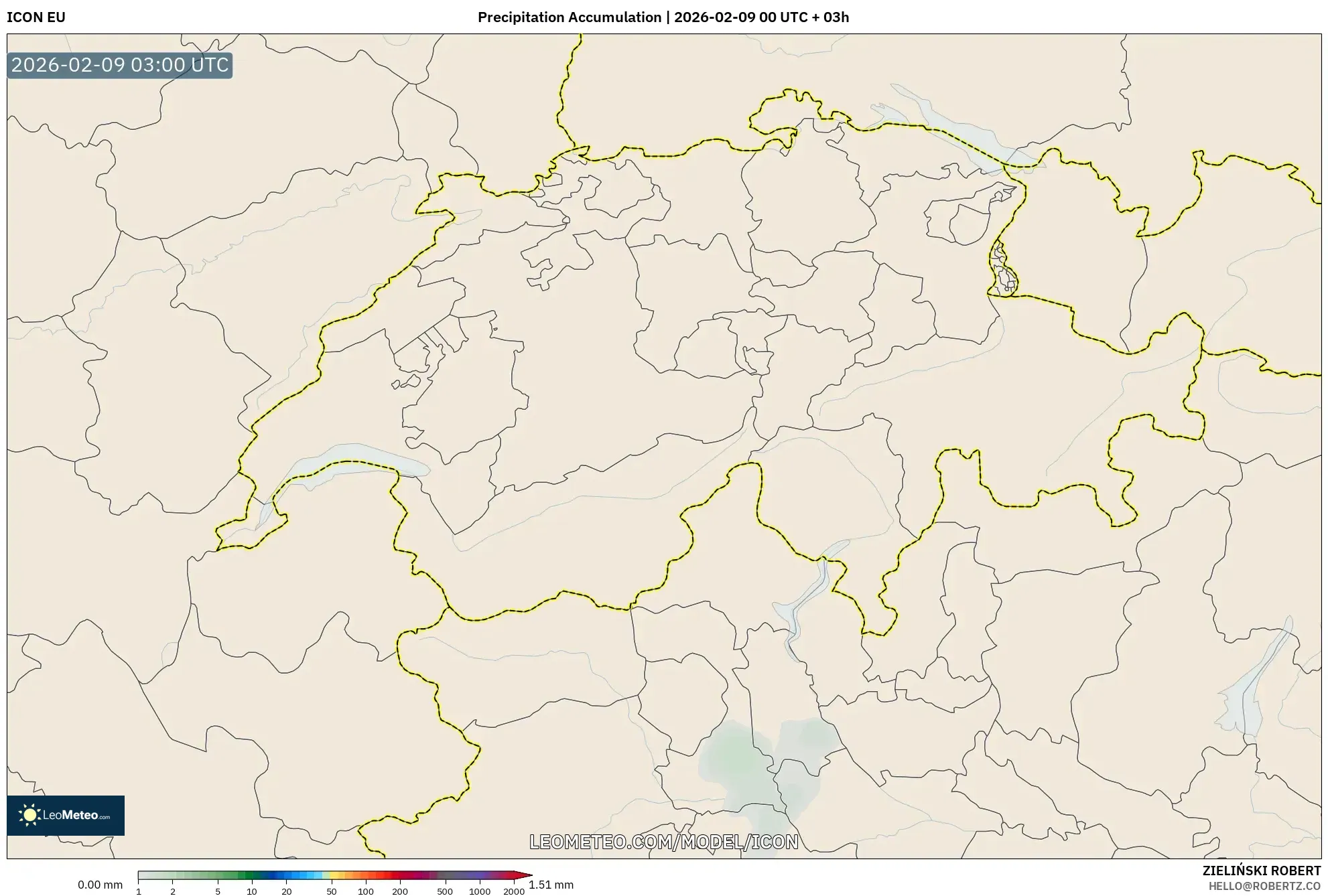 ICON model - Switzerland, Pengumpulan Hujan