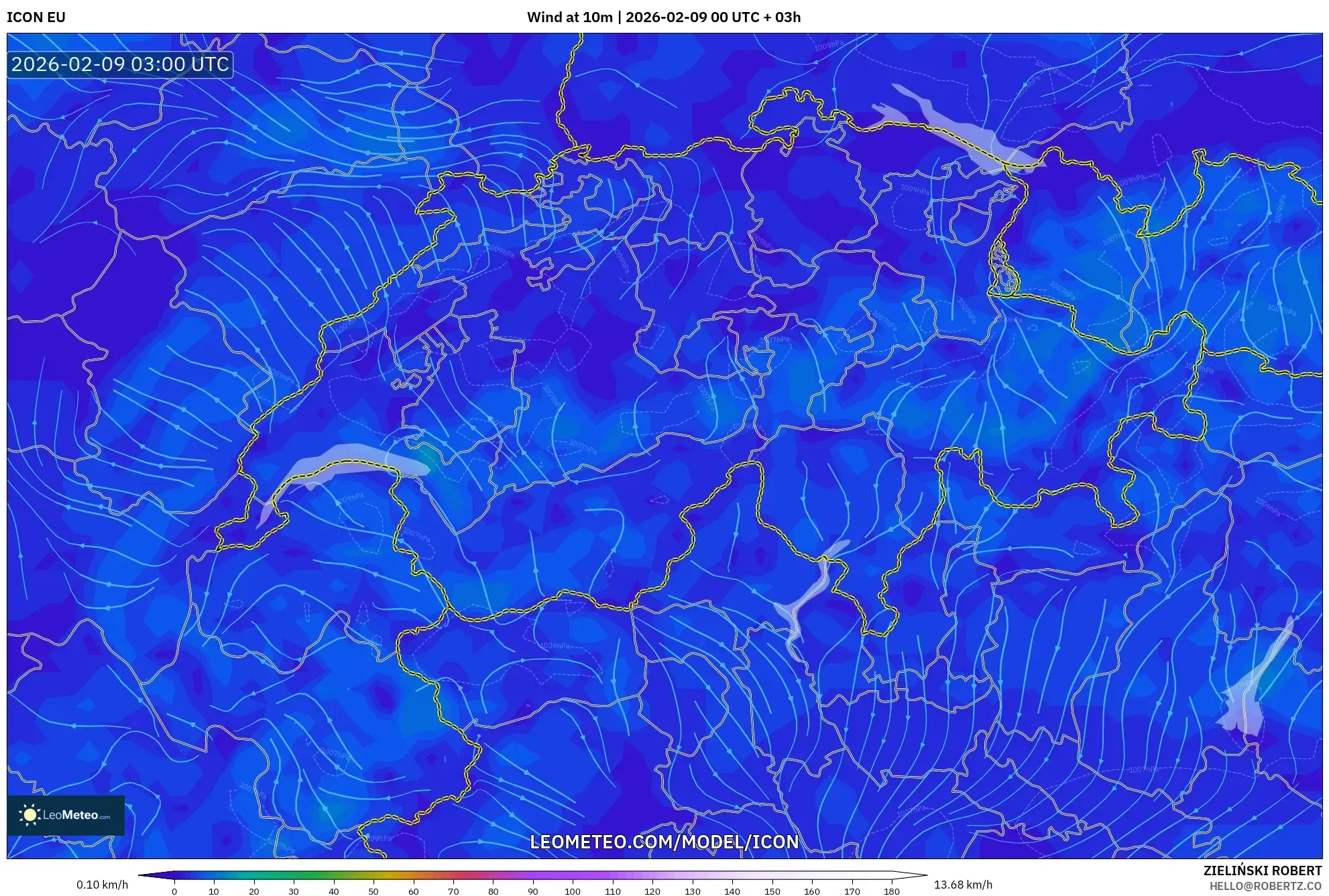 ICON model - Switzerland, Angin 10 m