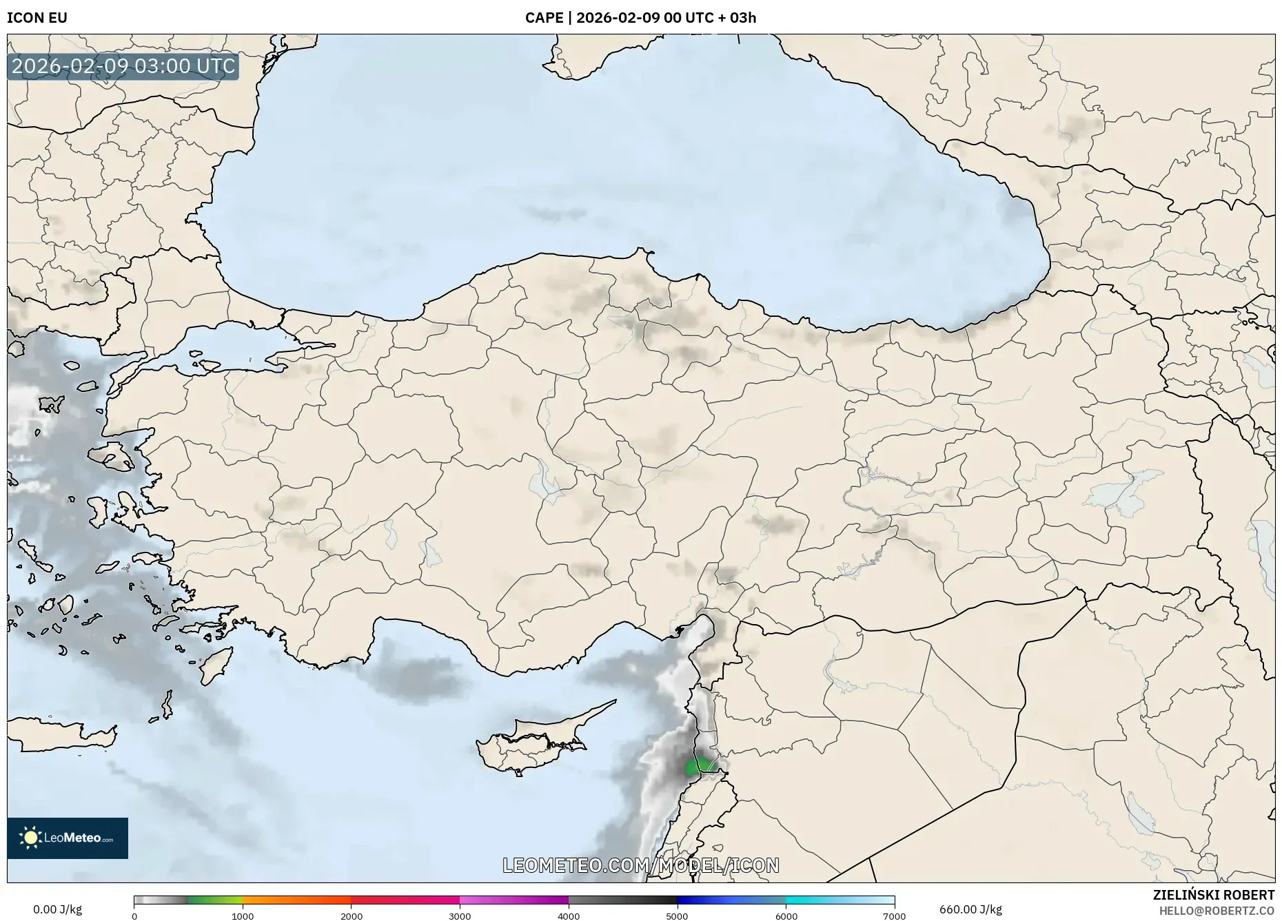 ICON model - Turki, CAPE
