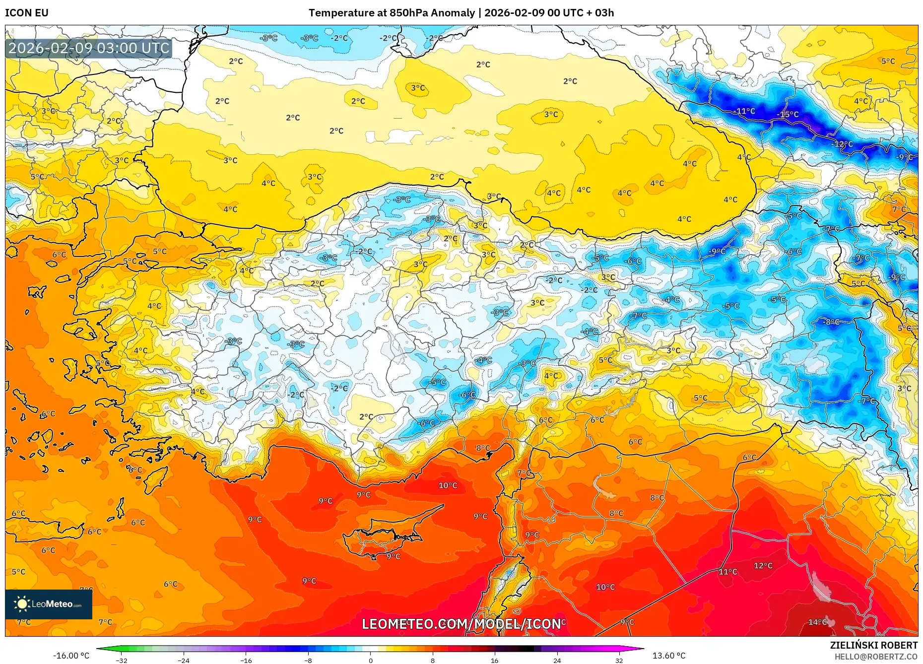 ICON model - Turki, Anomali Suhu 850 hPa