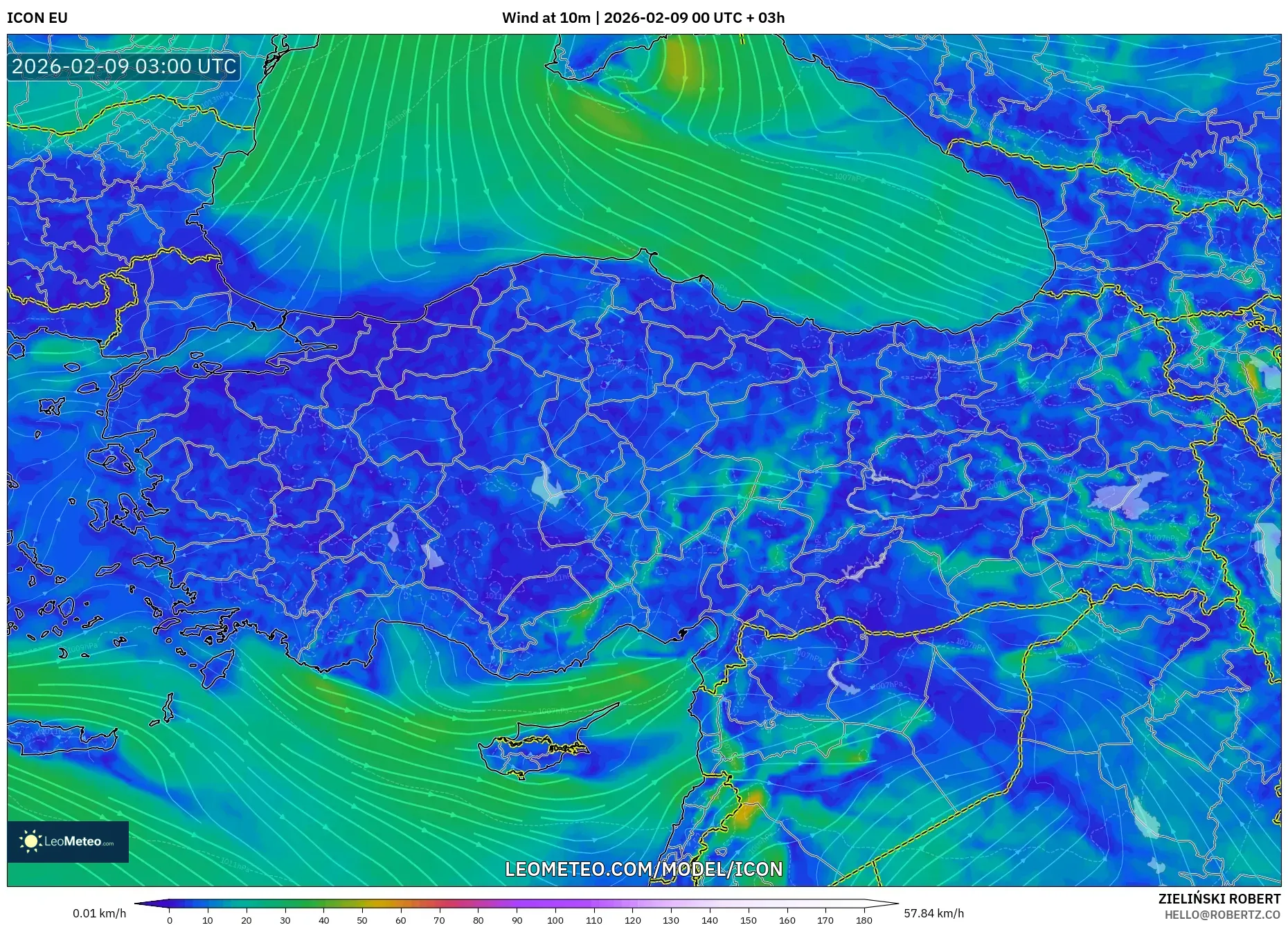 ICON model - Turki, Angin 10 m