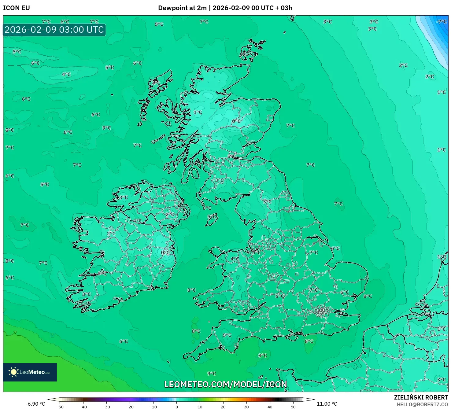 ICON model - United Kingdom, Takat Embun 2 m