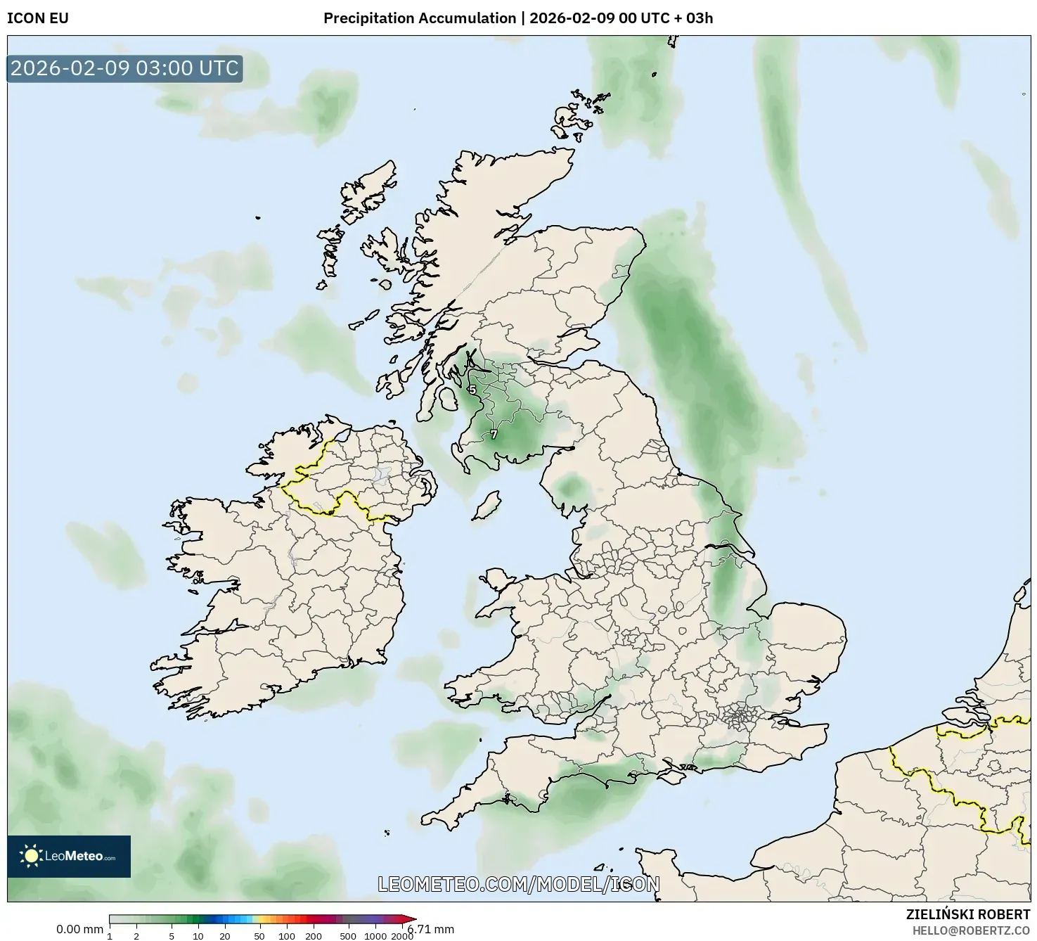 ICON model - United Kingdom, Pengumpulan Hujan
