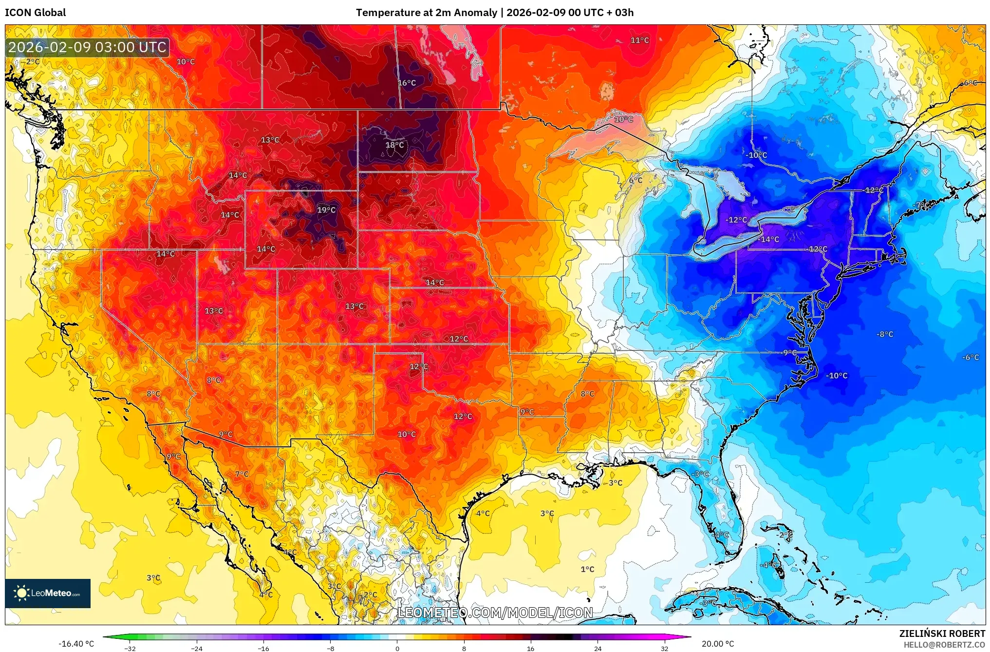 ICON model - Amerika Syarikat, Anomali Suhu 2 m
