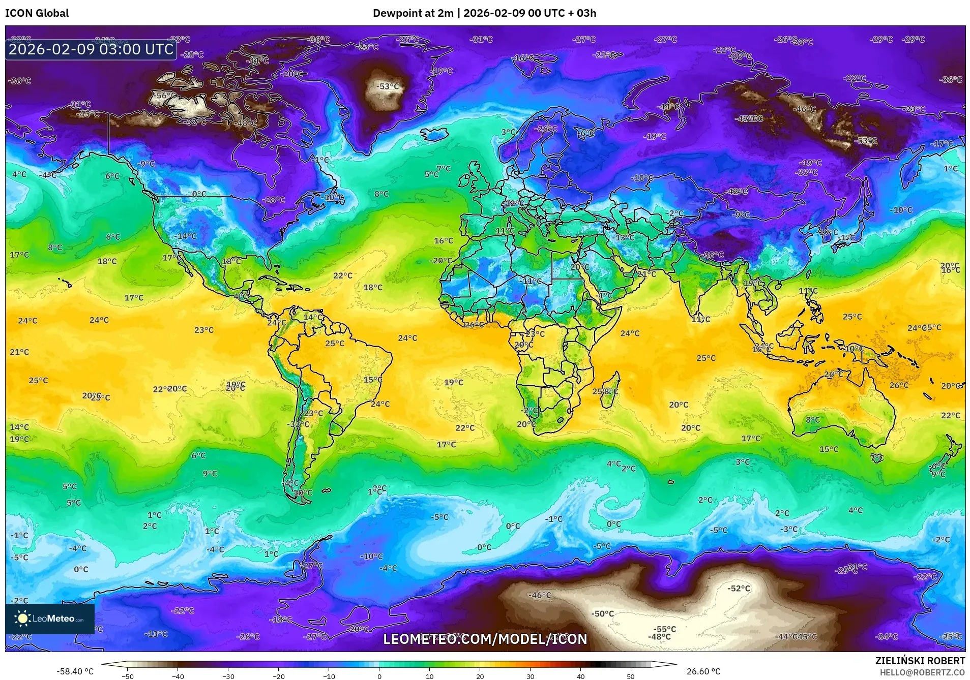 ICON model - Dunia, Takat Embun 2 m