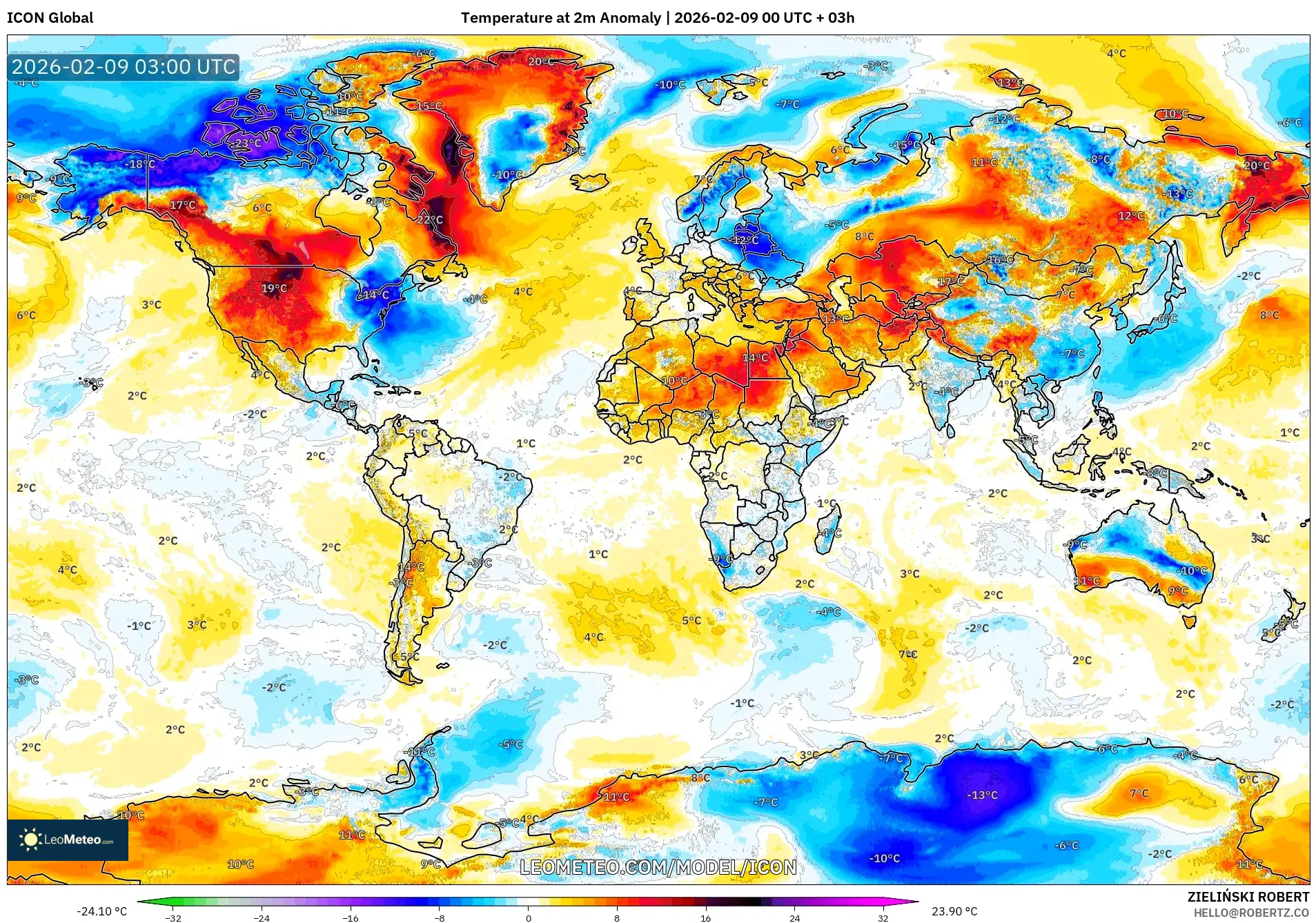 ICON model - Dunia, Anomali Suhu 2 m