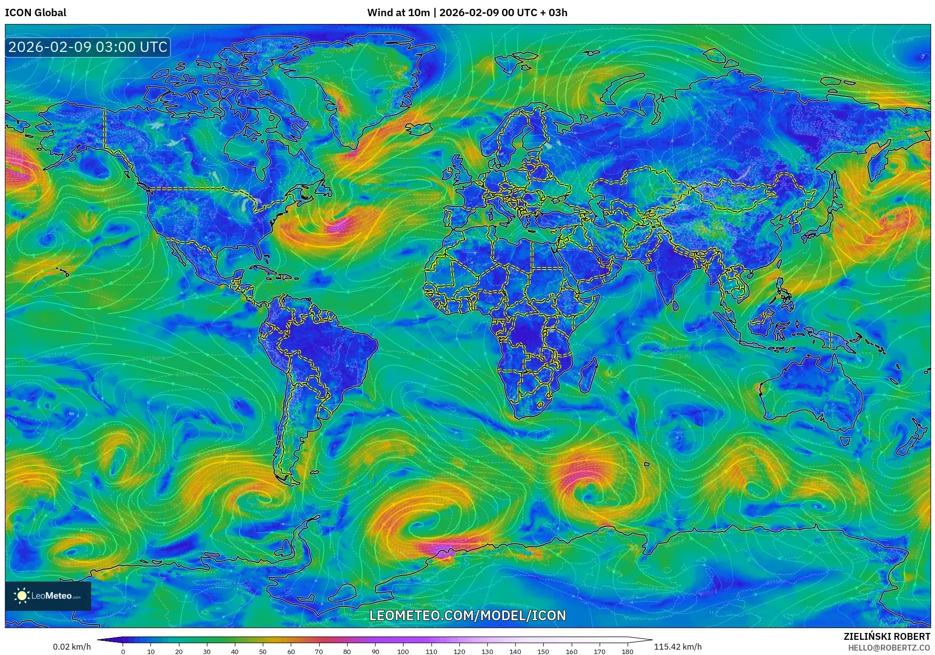 ICON model - Dunia, Angin 10 m