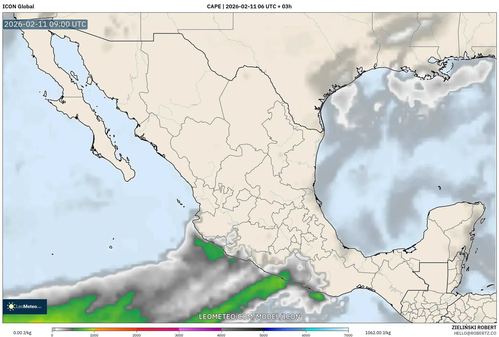 ICON model - Mexico, CAPE