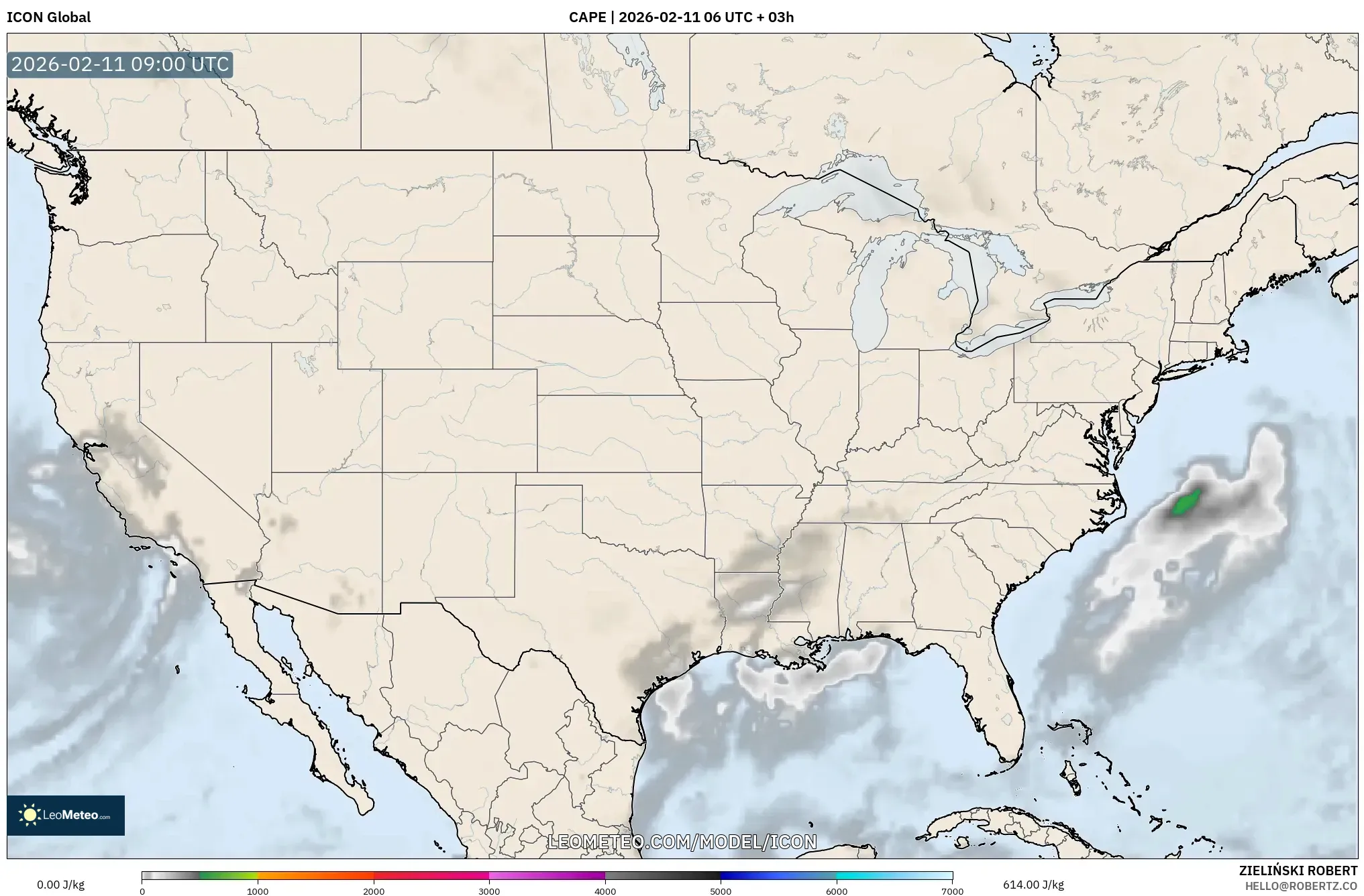 ICON model - United States, CAPE
