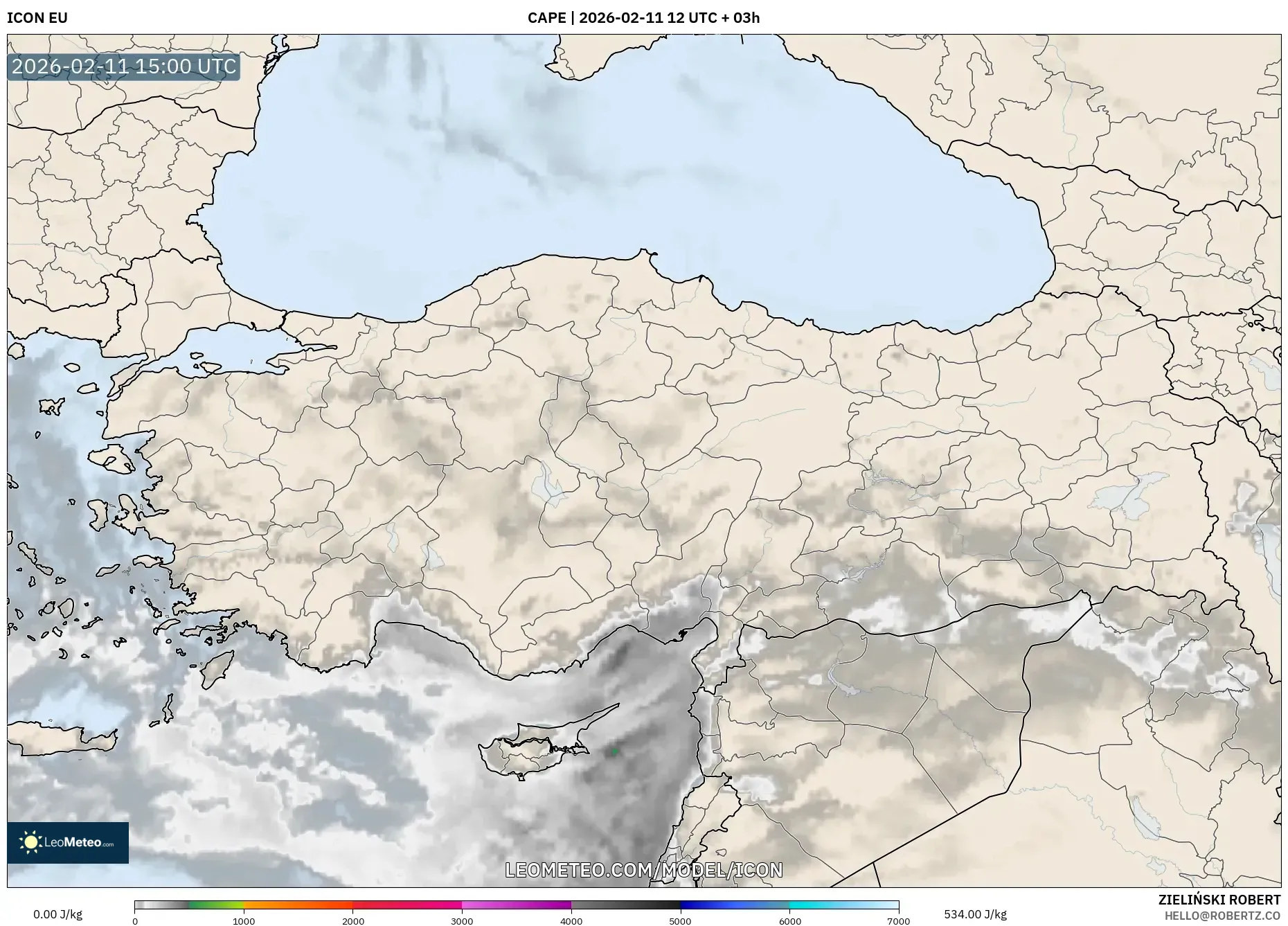 ICON model - Turkey, CAPE
