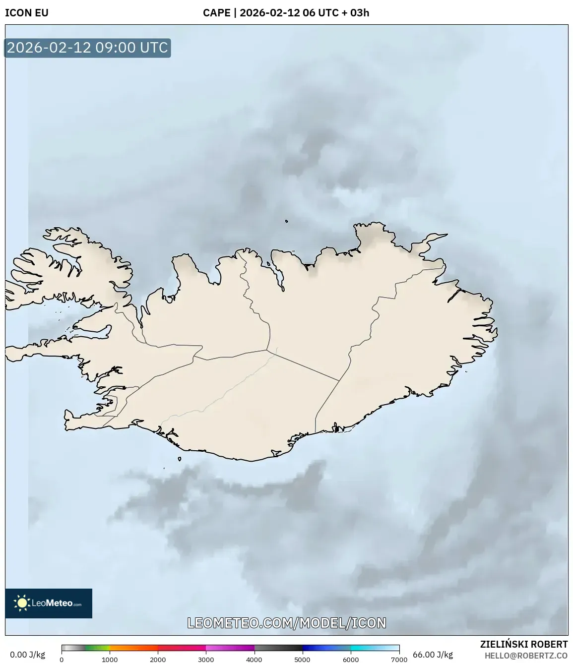 ICON model - Iceland, CAPE