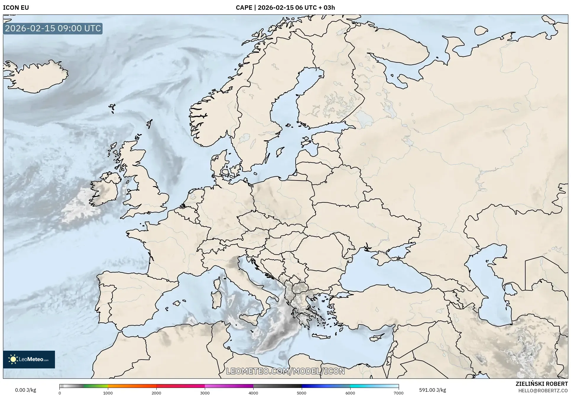 ICON model - Europe, CAPE