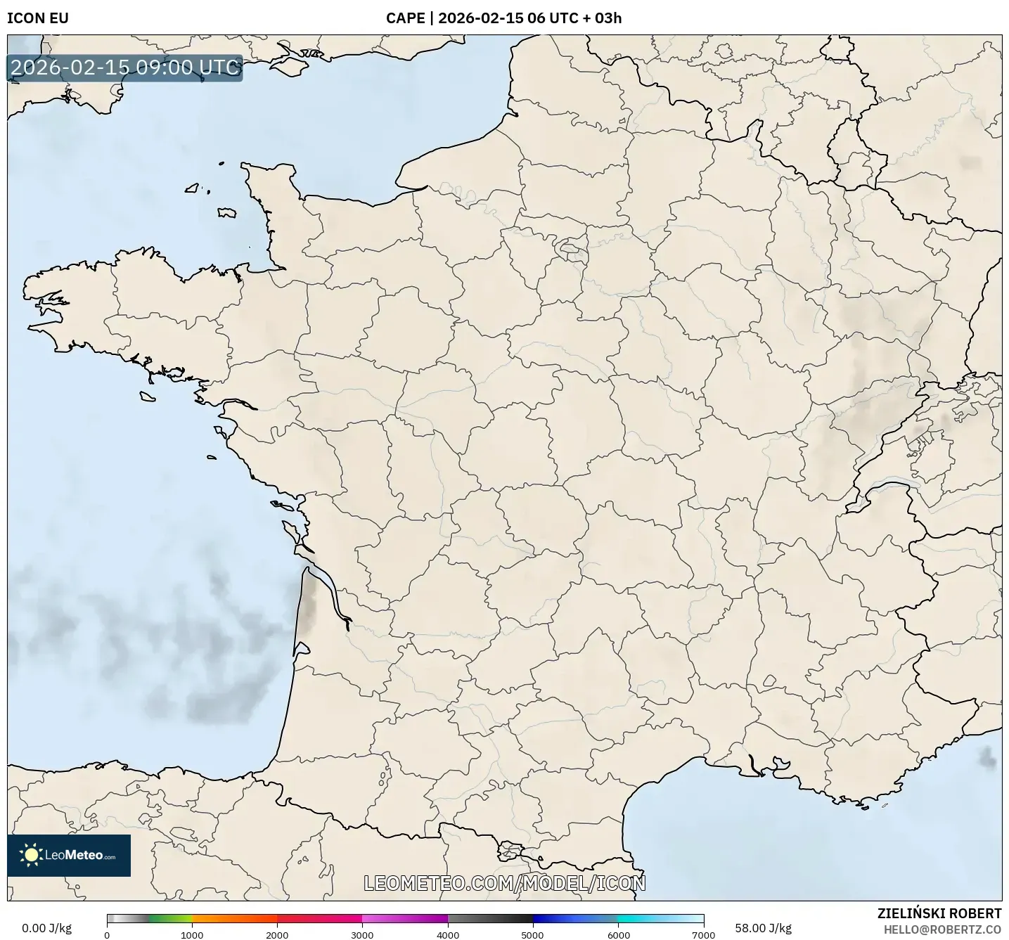 ICON model - France, CAPE