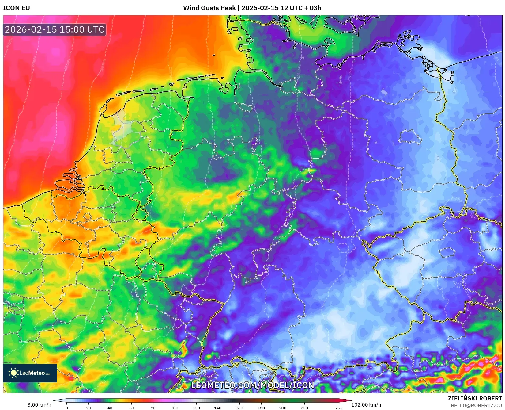 ICON model - Germany, Wind Gusts Peak