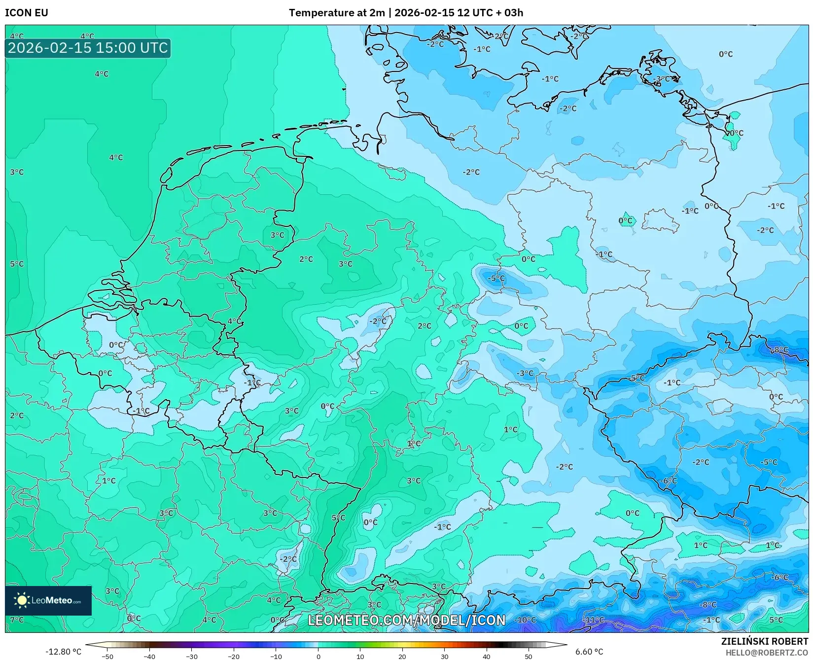 ICON model - Germany, Temperature at 2m