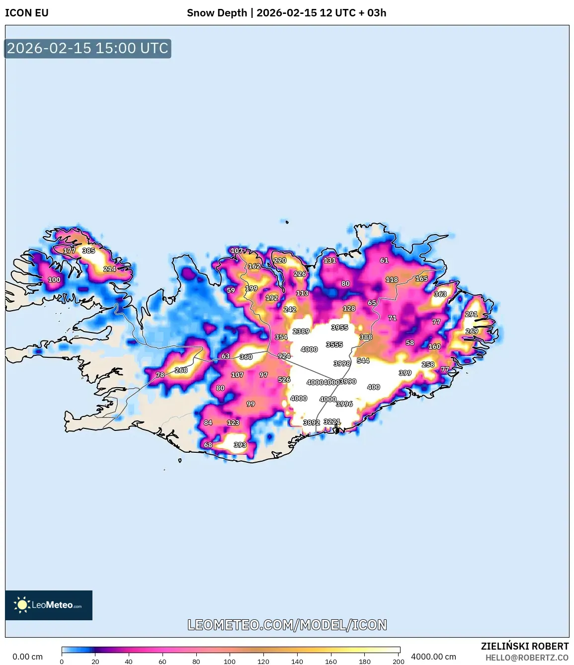 ICON model - Iceland, Snow Depth