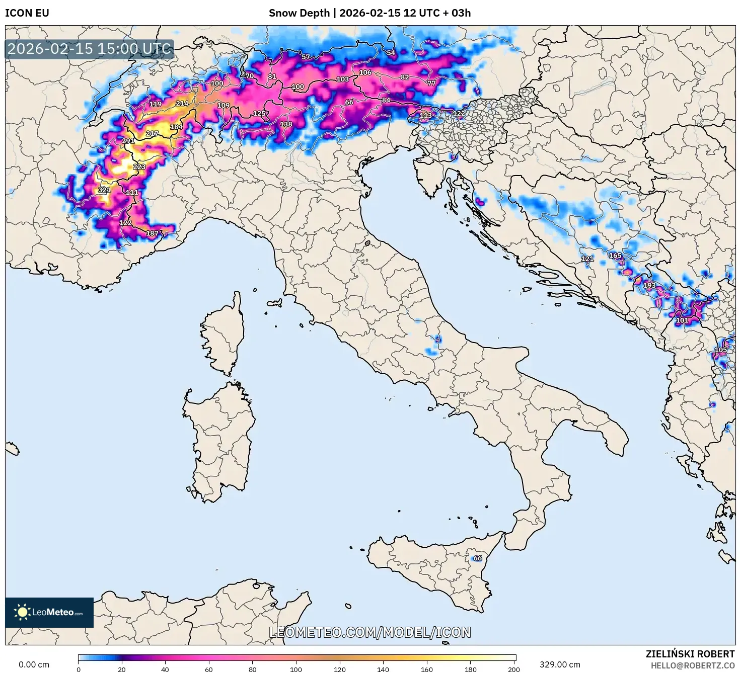 ICON model - Italy, Snow Depth