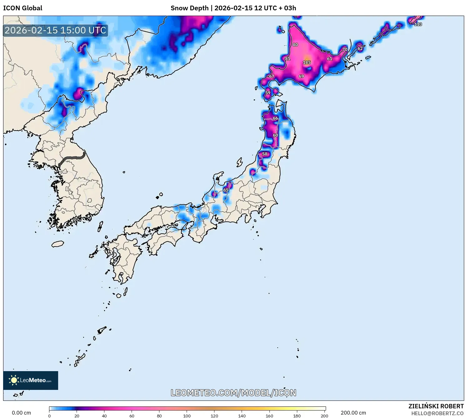 ICON model - Japan, Snow Depth