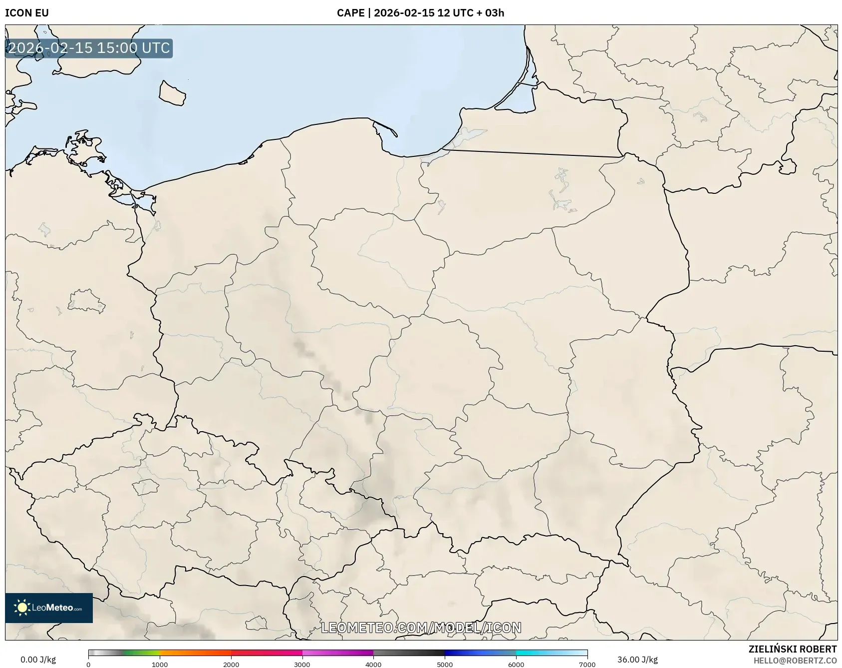 ICON model - Poland, CAPE