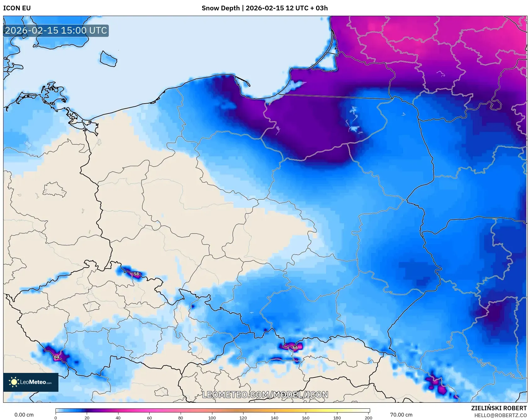 ICON model - Poland, Snow Depth