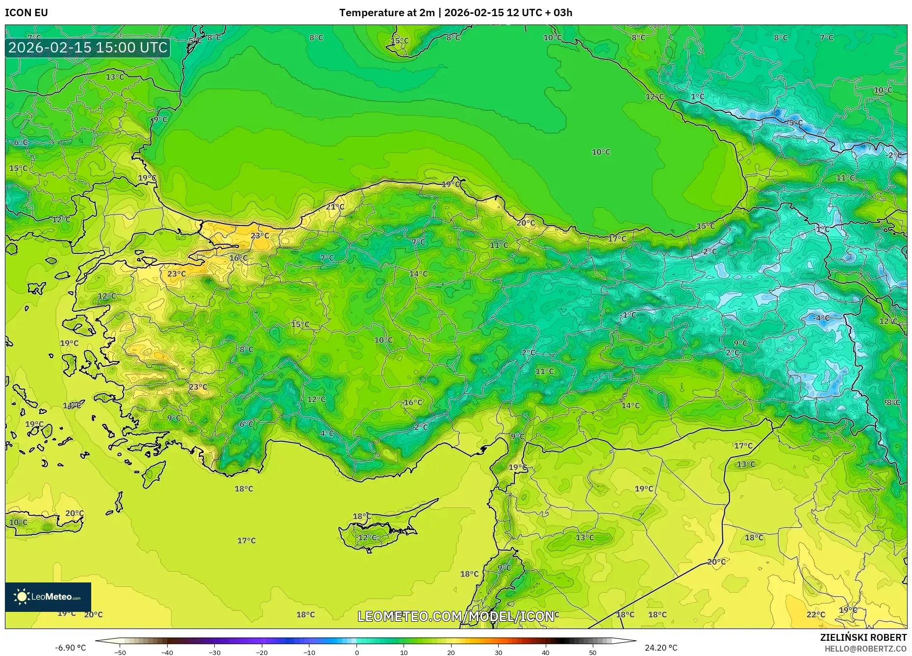 ICON model - Turkey, Temperature at 2m