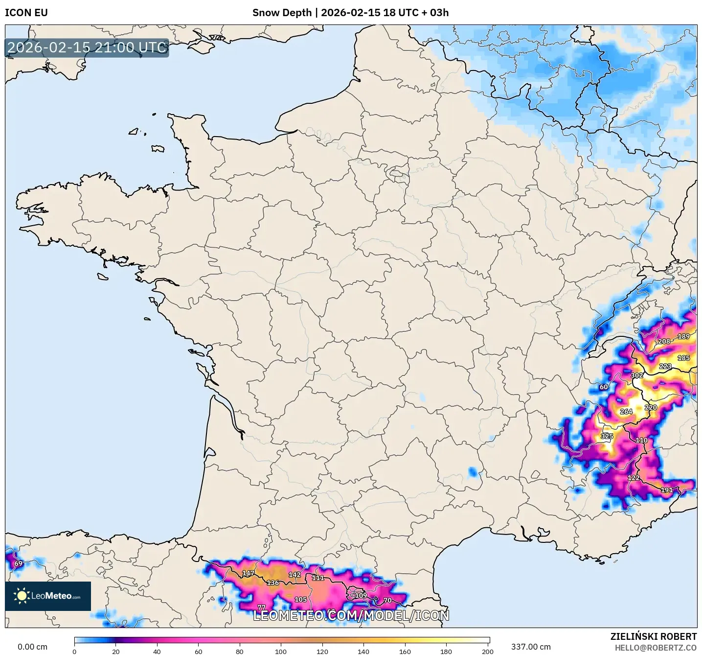 ICON model - France, Snow Depth