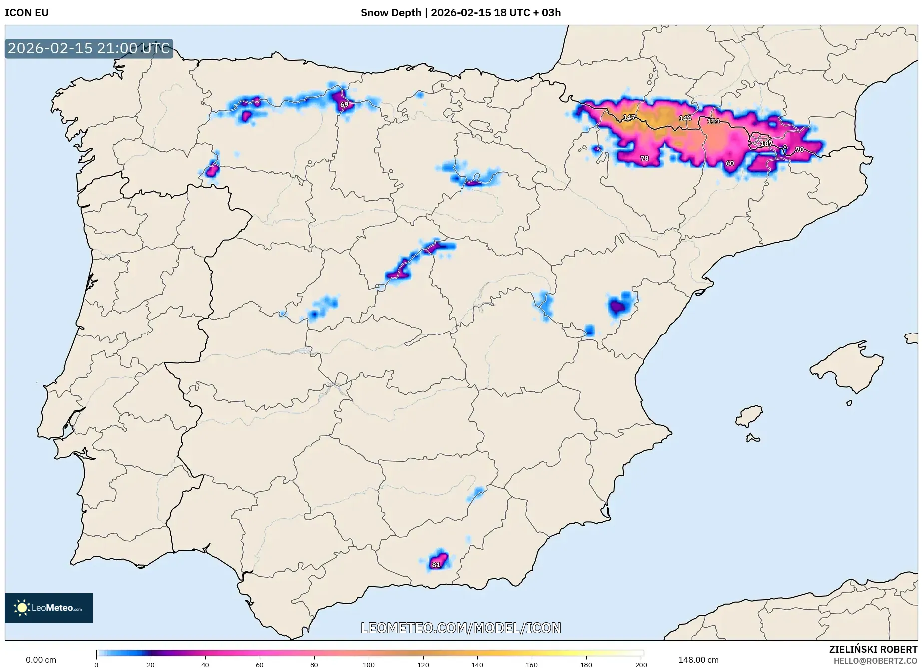 ICON model - Spain, Snow Depth