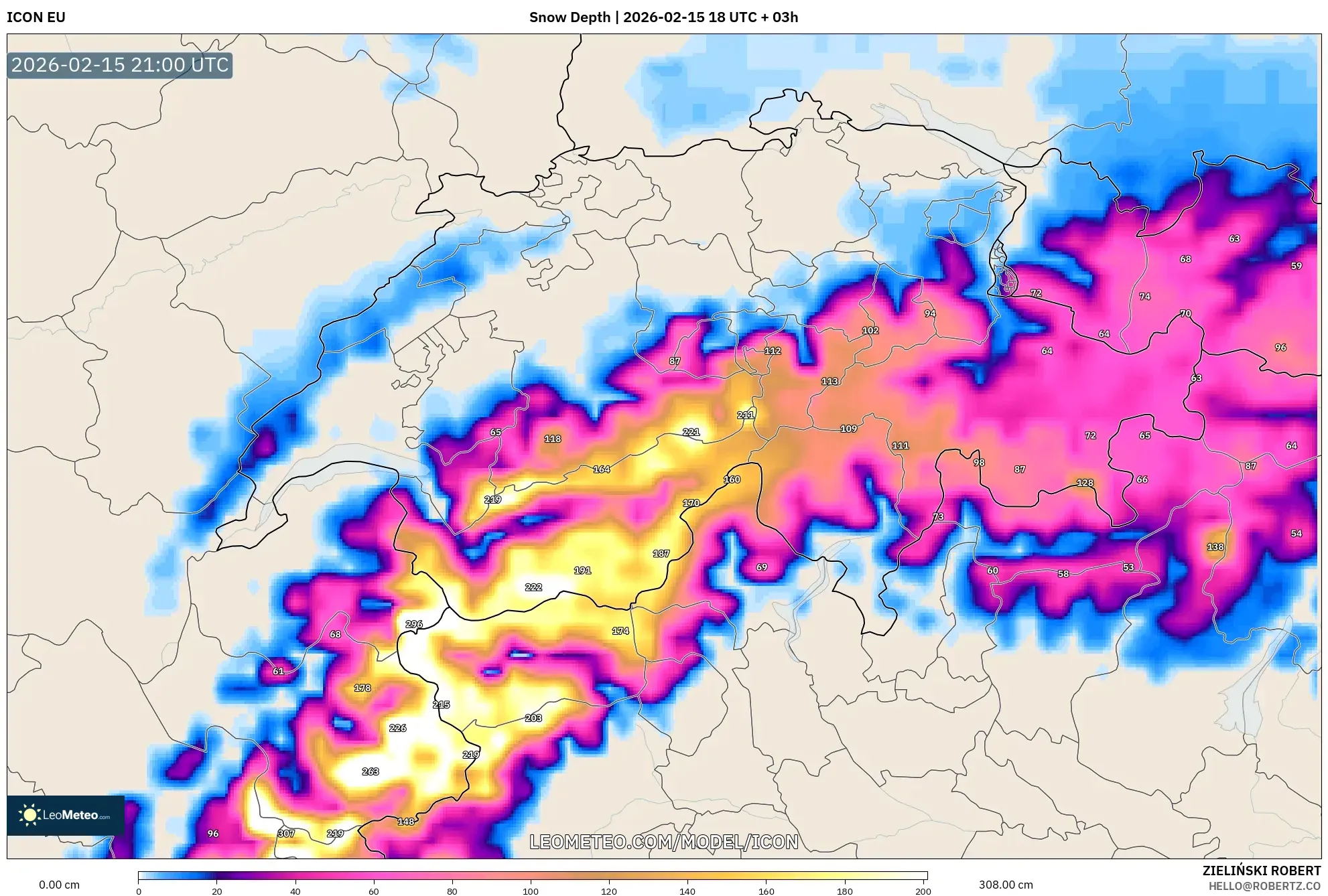 ICON model - Switzerland, Snow Depth