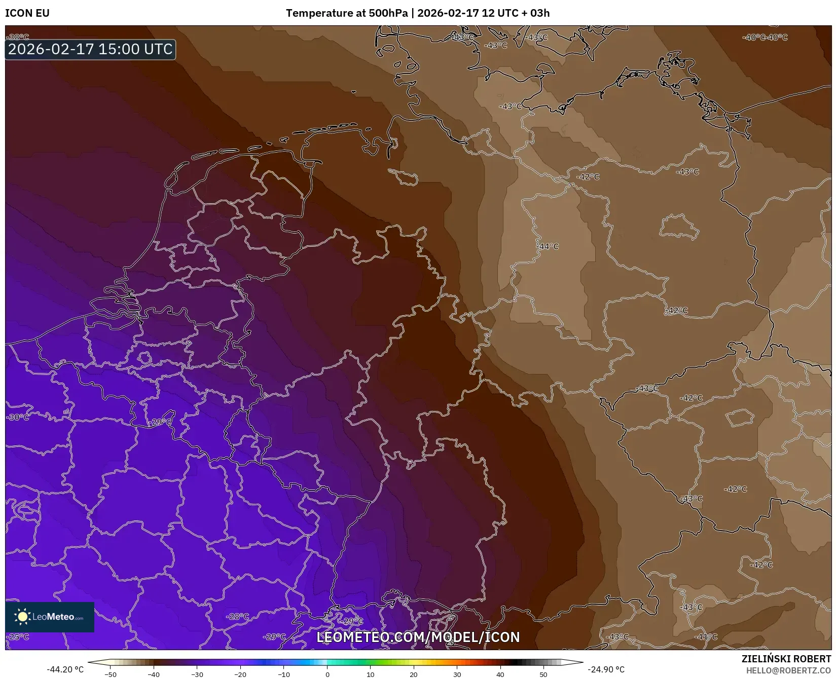ICON model - Germany, Temperature at 500hPa