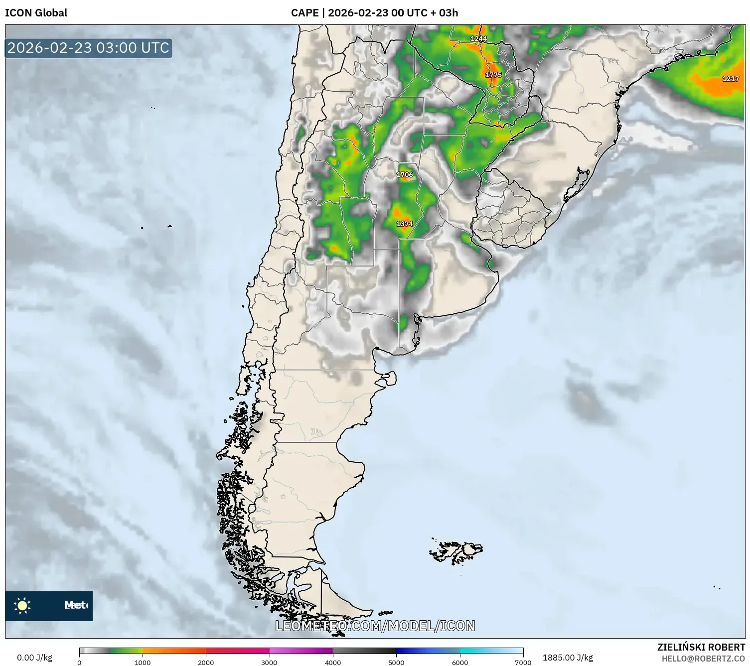 ICON model - الأرجنتين, CAPE