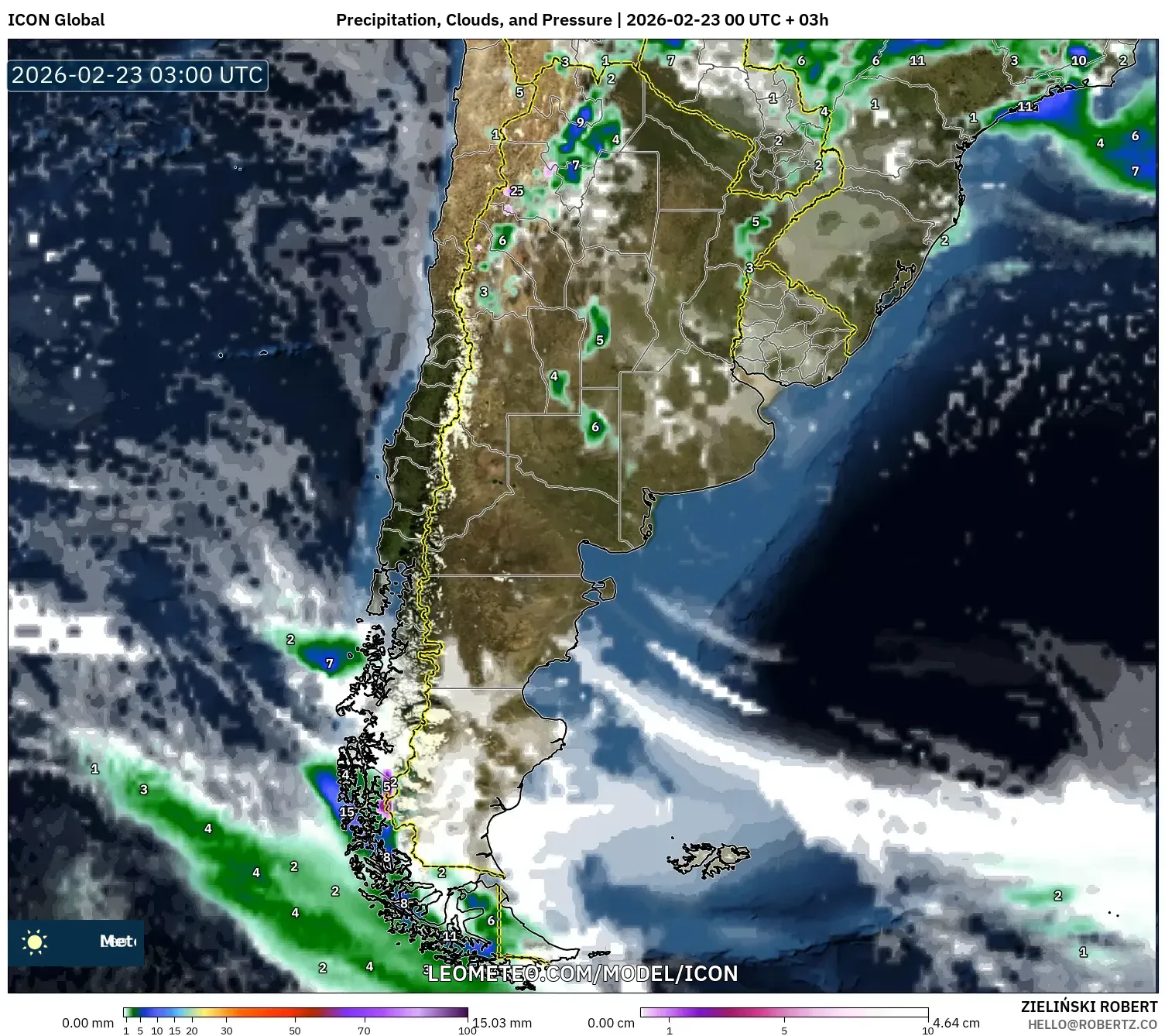 ICON model - الأرجنتين, الهطول والغيوم والضغط