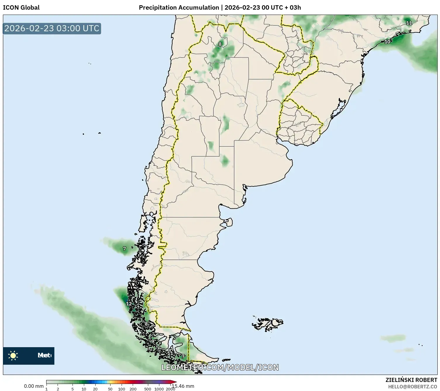 ICON model - الأرجنتين, تراكم الهطول