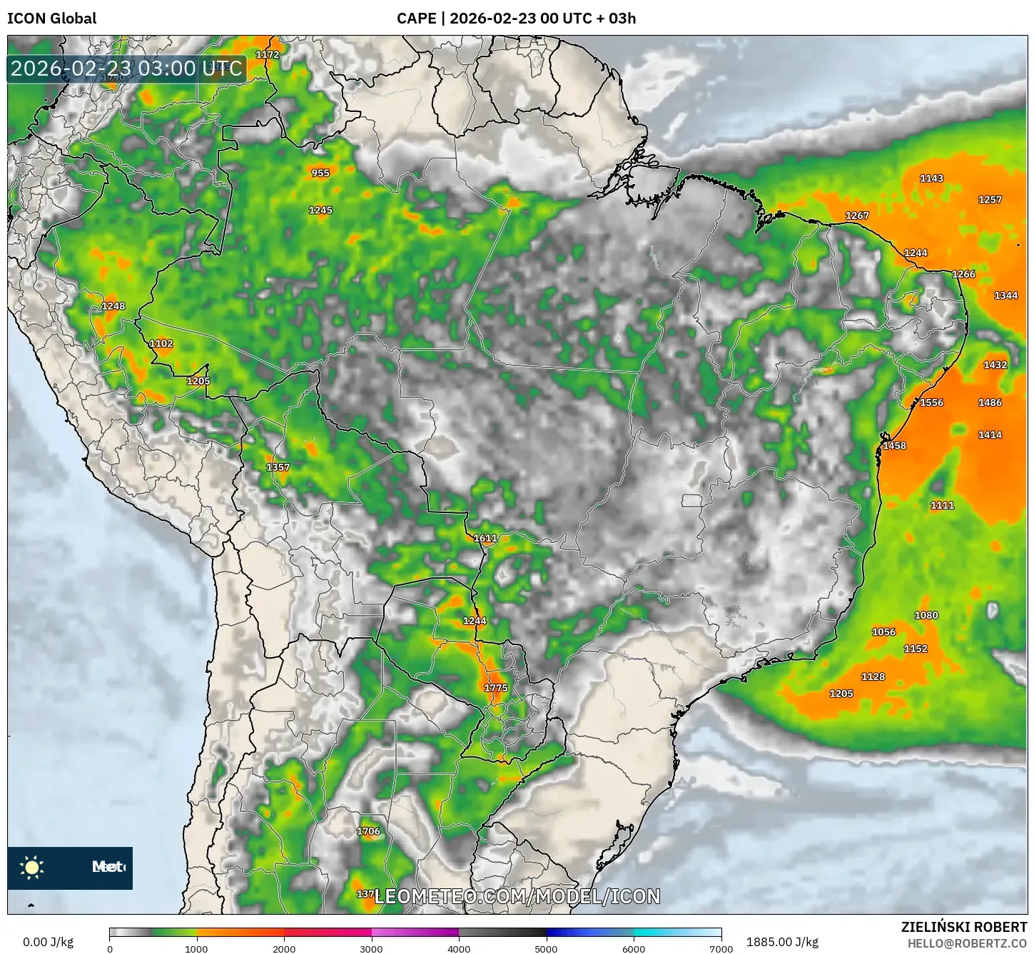 ICON model - البرازيل, CAPE