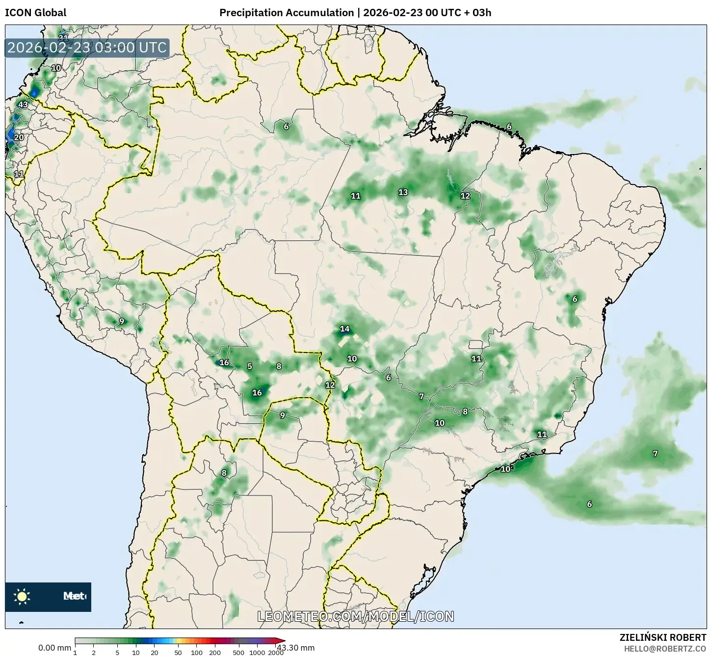 ICON model - البرازيل, تراكم الهطول