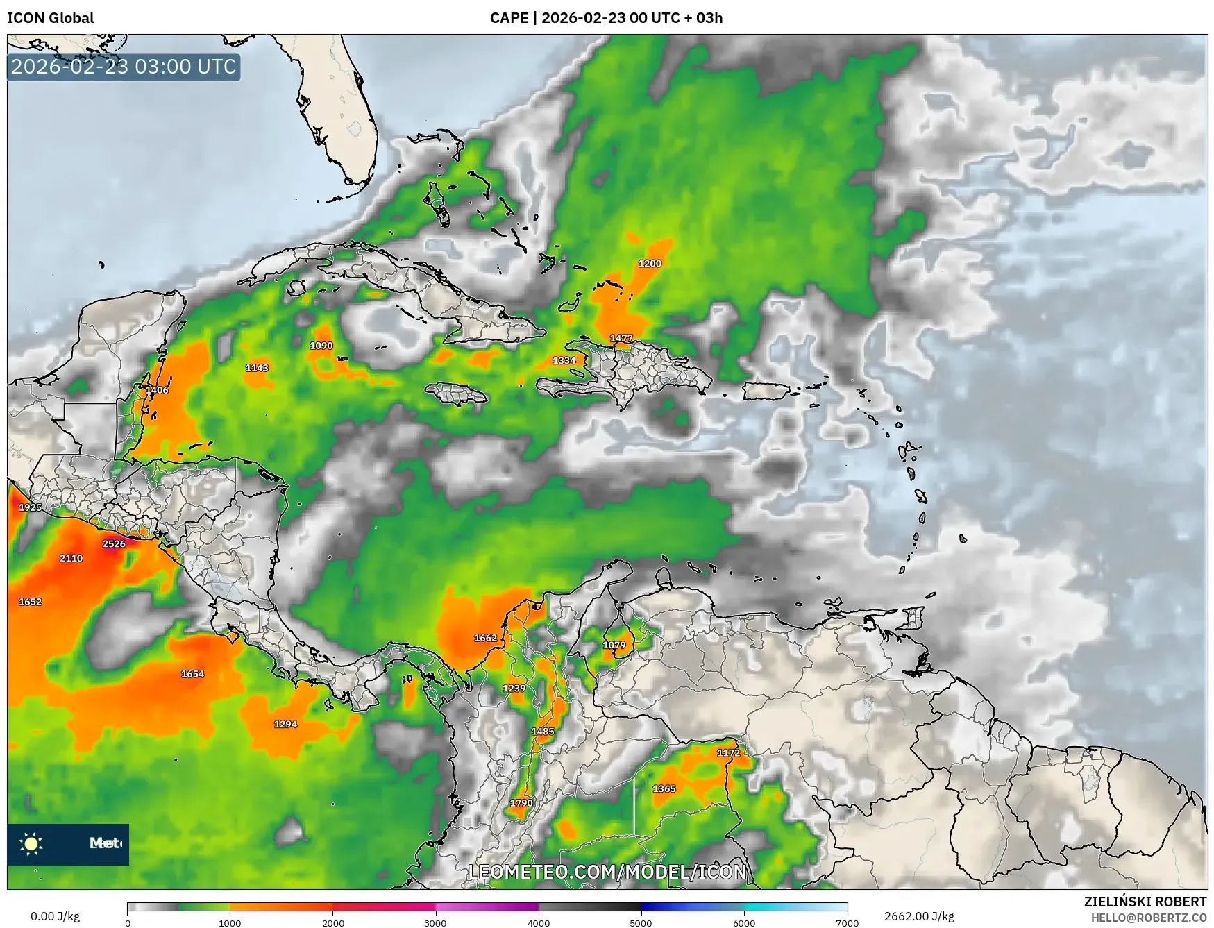 ICON model - الكاريبي, CAPE