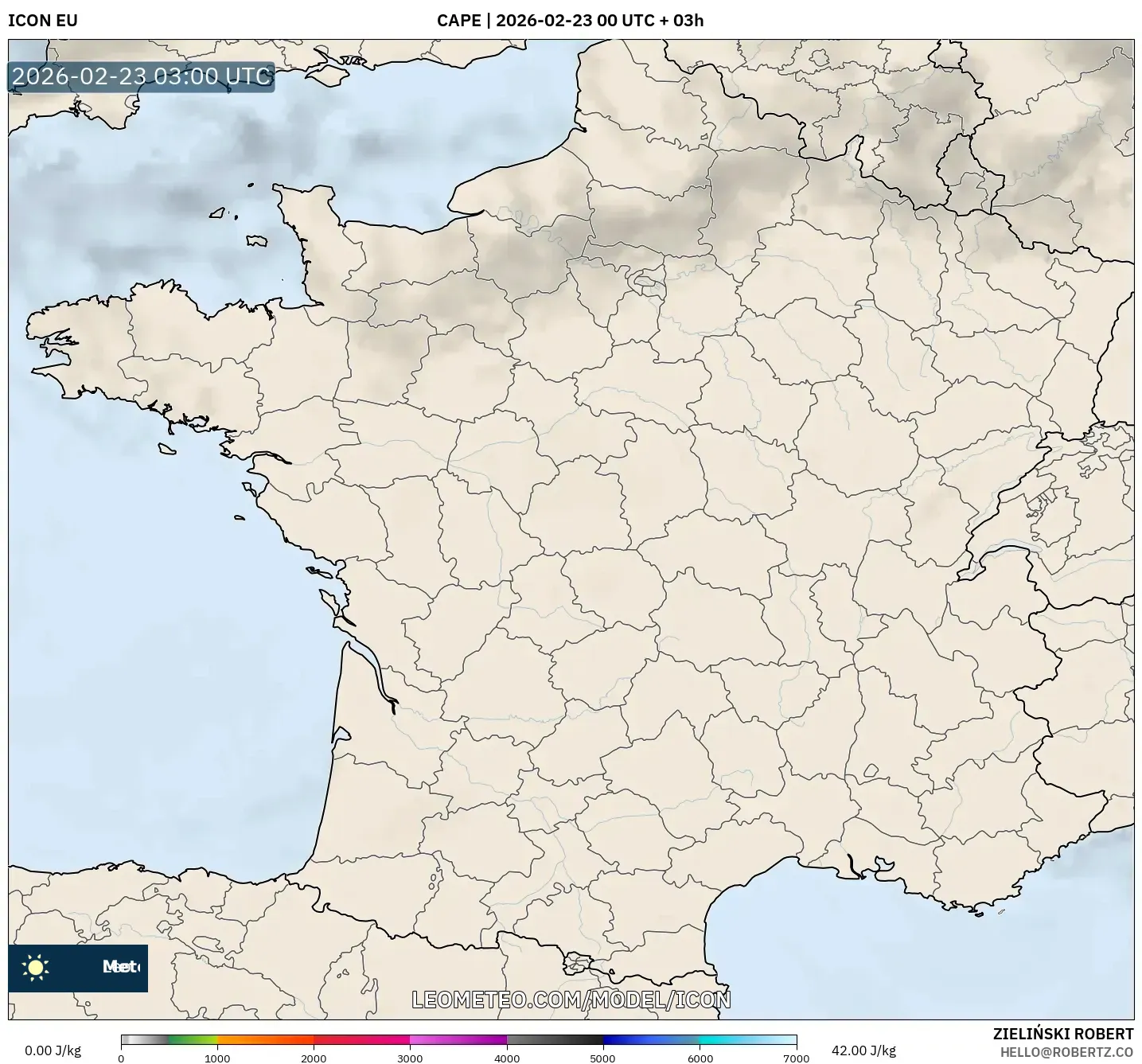 ICON model - فرنسا, CAPE