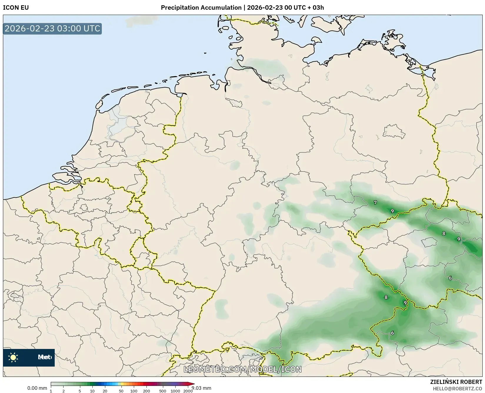 ICON model - ألمانيا, تراكم الهطول