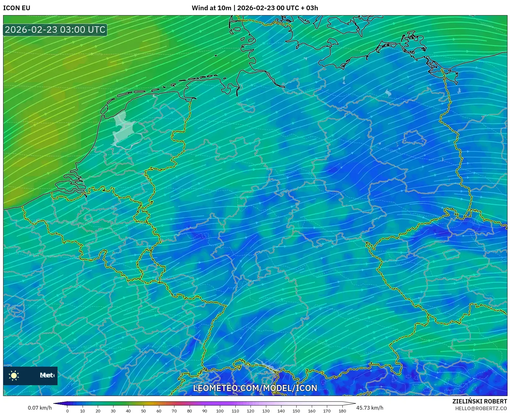 ICON model - ألمانيا, رياح 10 م