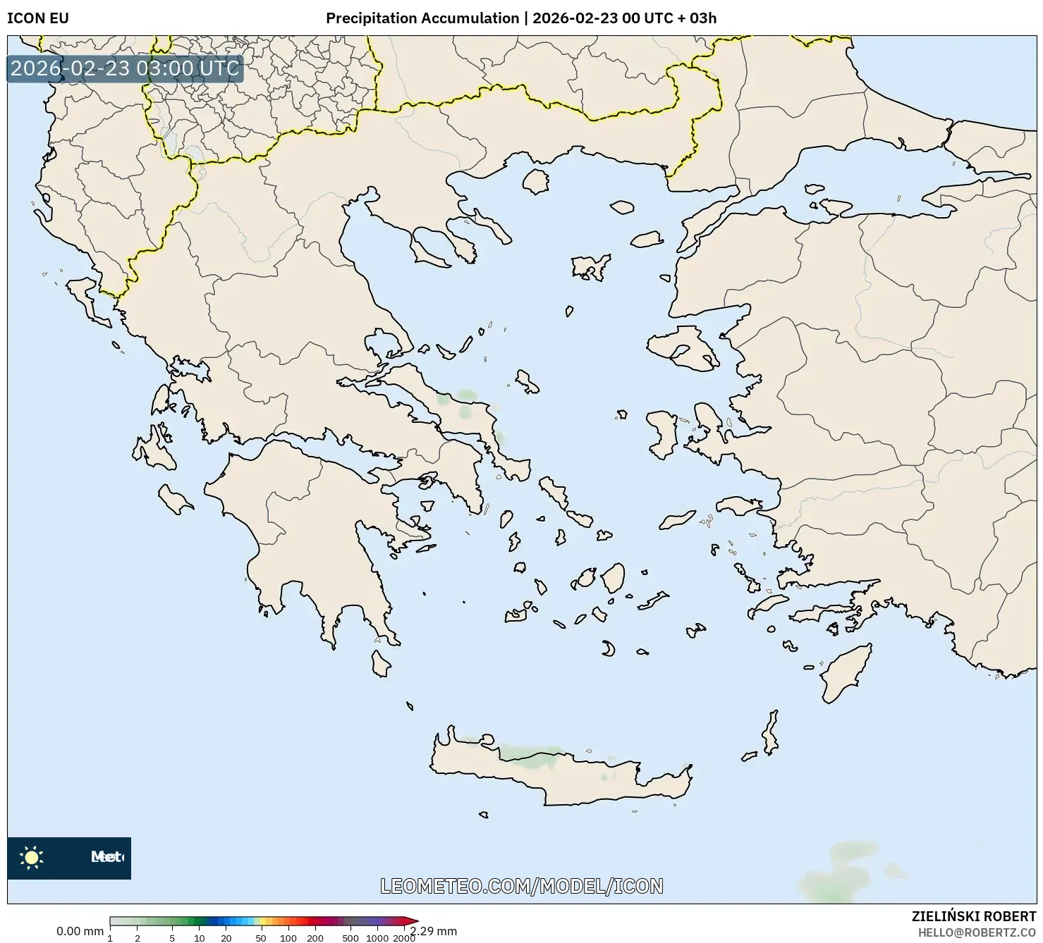 ICON model - اليونان, تراكم الهطول