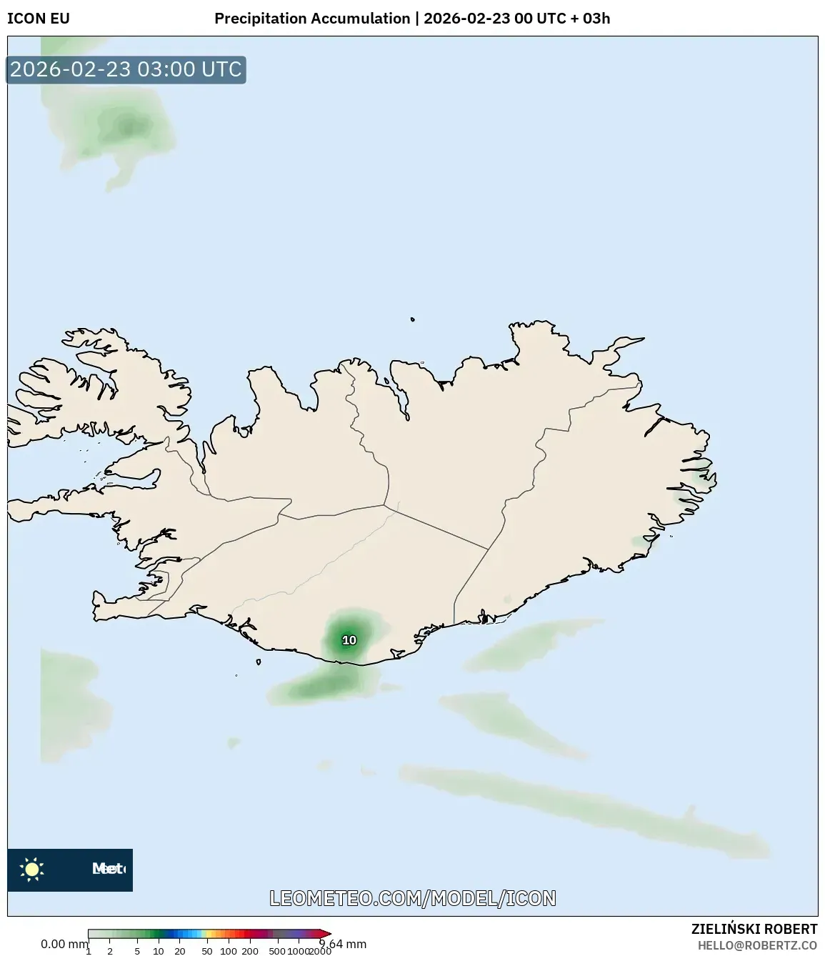 ICON model - آيسلندا, تراكم الهطول