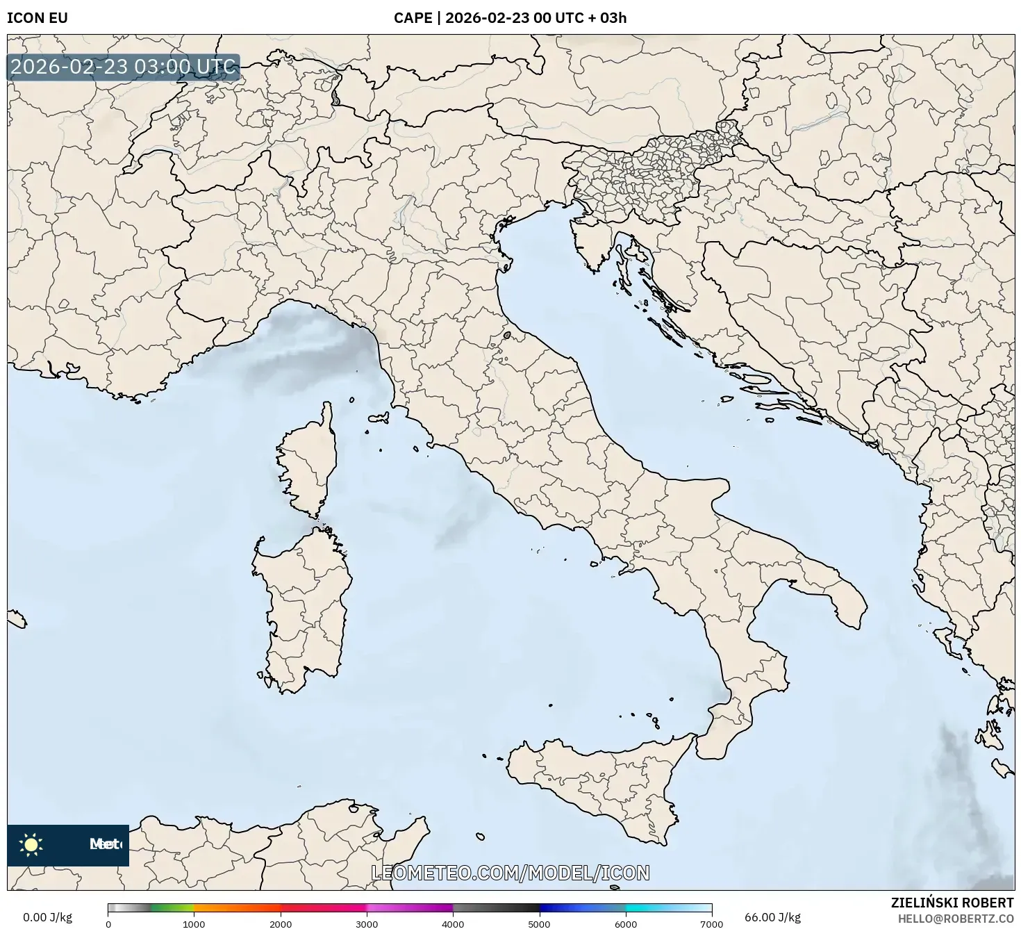 ICON model - إيطاليا, CAPE
