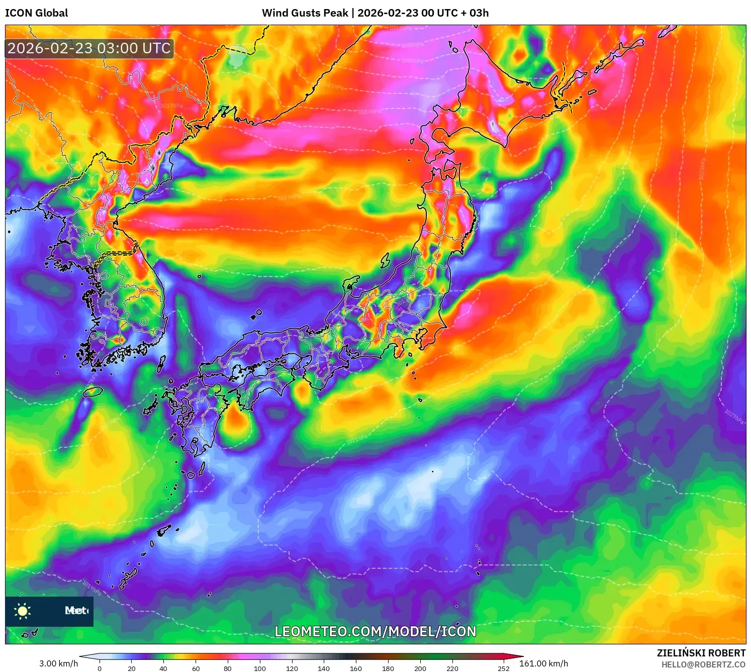 ICON model - اليابان, أقصى هبة