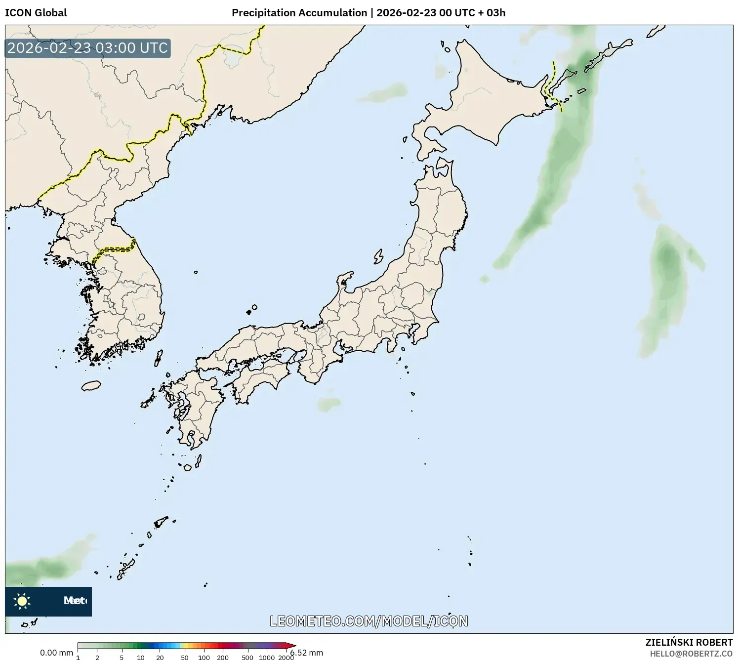 ICON model - اليابان, تراكم الهطول