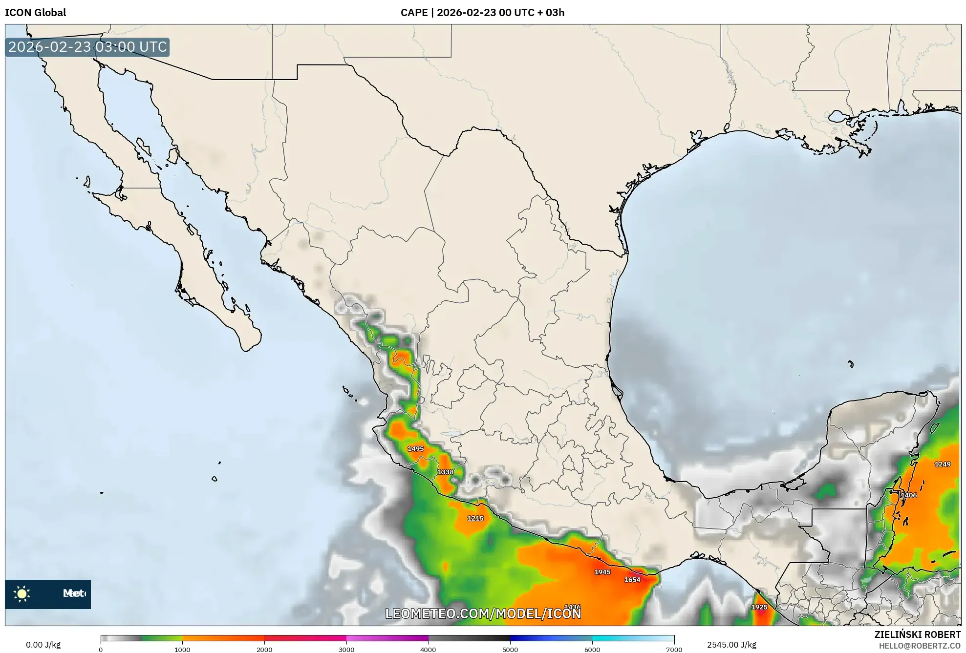 ICON model - المكسيك, CAPE