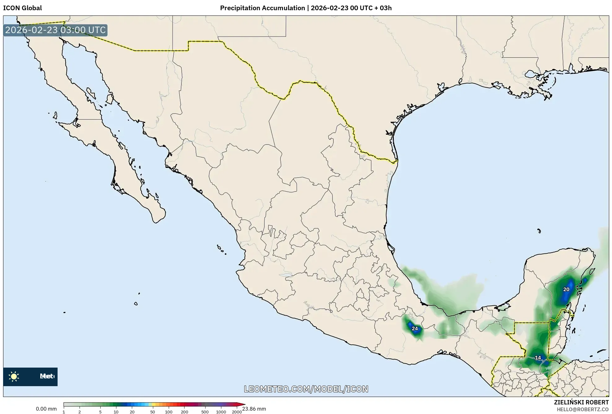 ICON model - المكسيك, تراكم الهطول