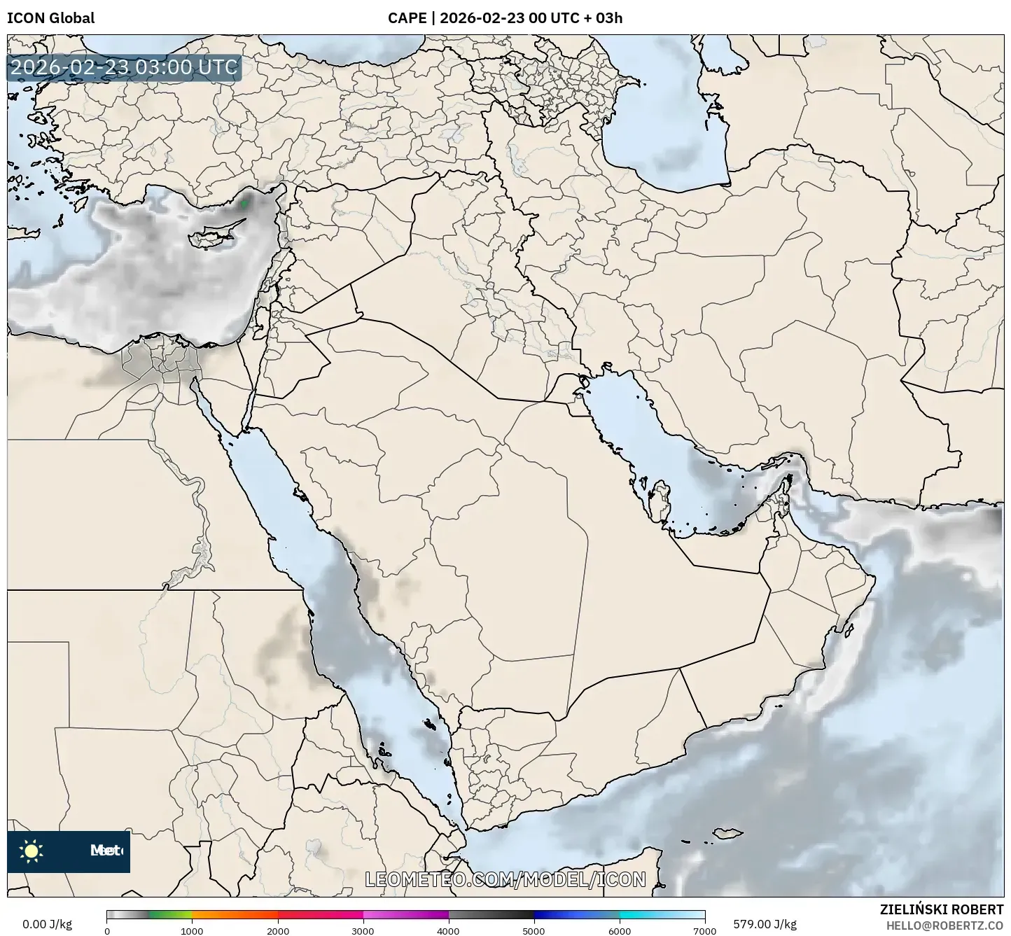 ICON model - الشرق الأوسط, CAPE