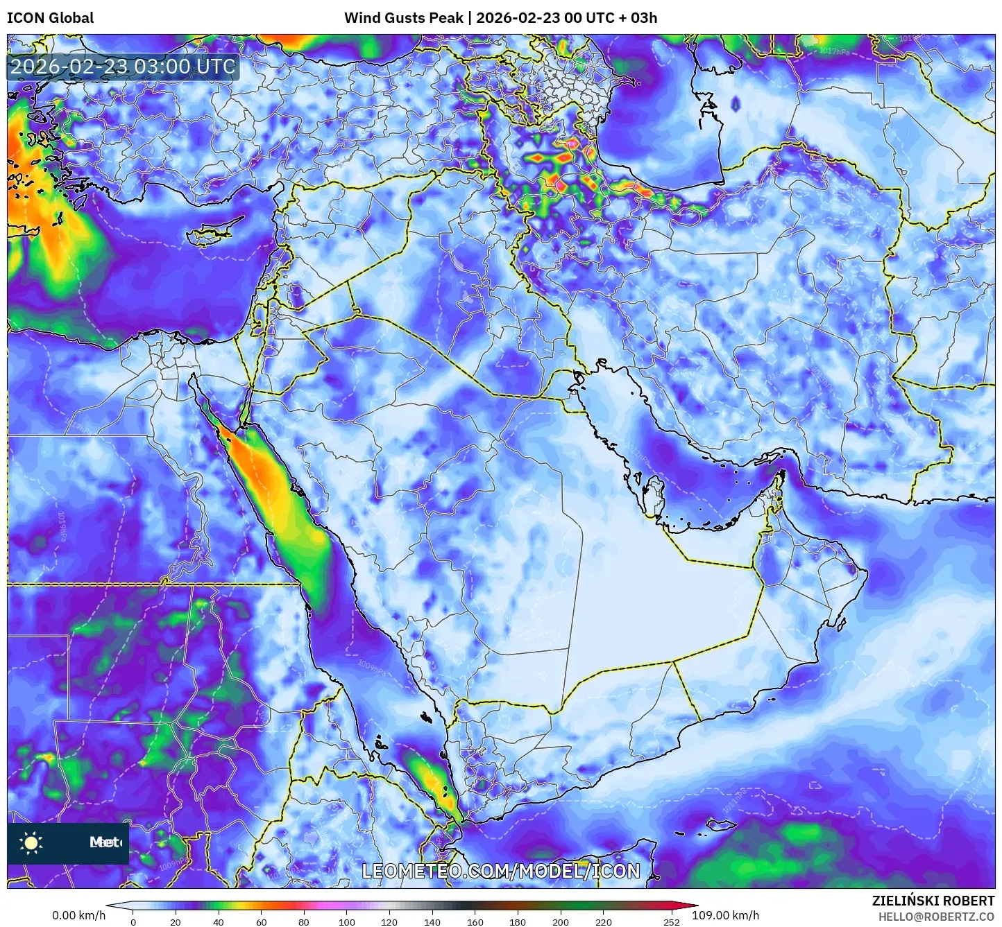 ICON model - الشرق الأوسط, أقصى هبة