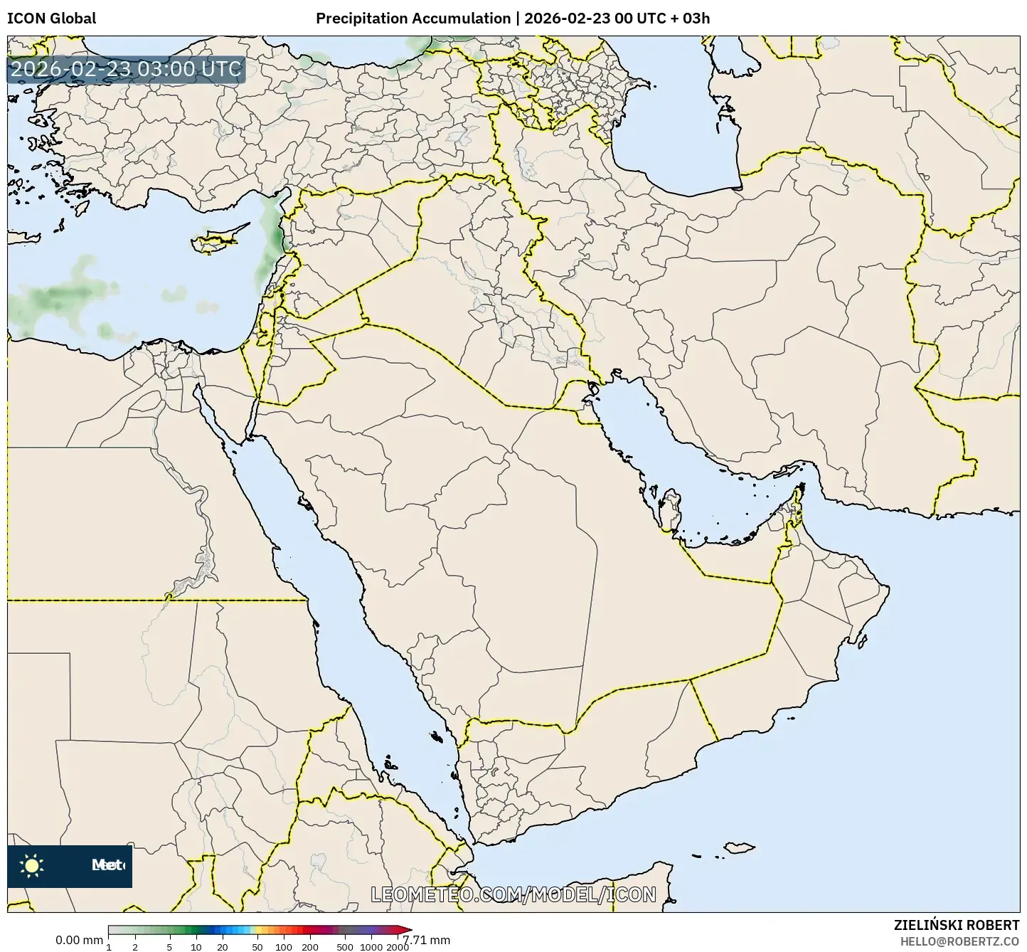 ICON model - الشرق الأوسط, تراكم الهطول
